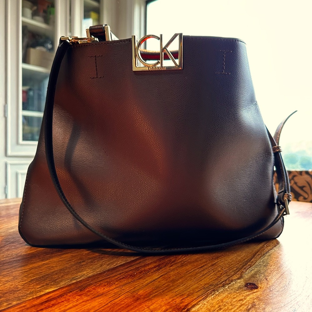 Authentic Calvin Klein metallic brown bag large shoulder bag